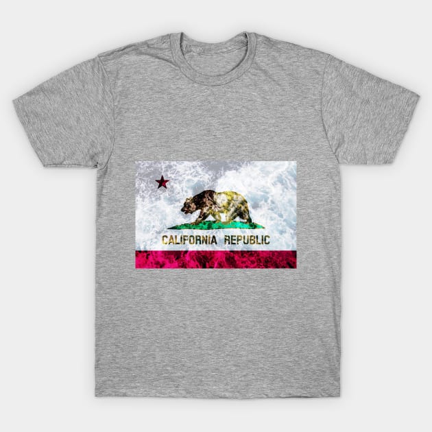 Flag of California – Ocean Waves T-Shirt by DrPen